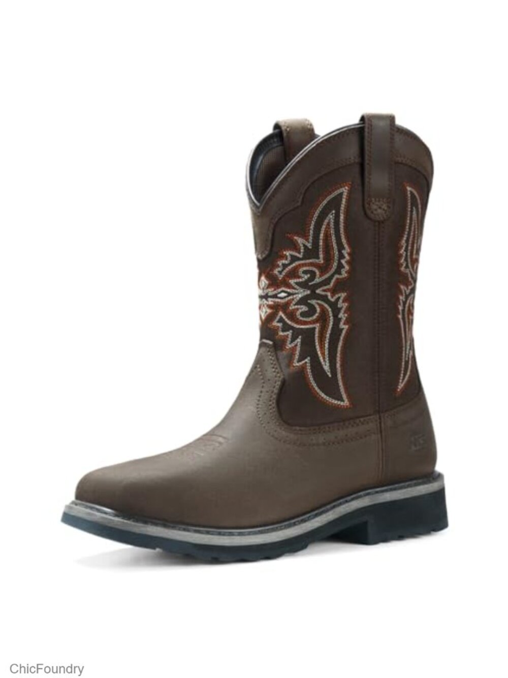 Steel Toe Square Toe Cowboy Work Boots Full-Grain Leather Goodyear Welt